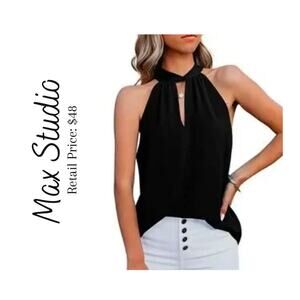 NWT Max Studio Black Keyhole Front Tank